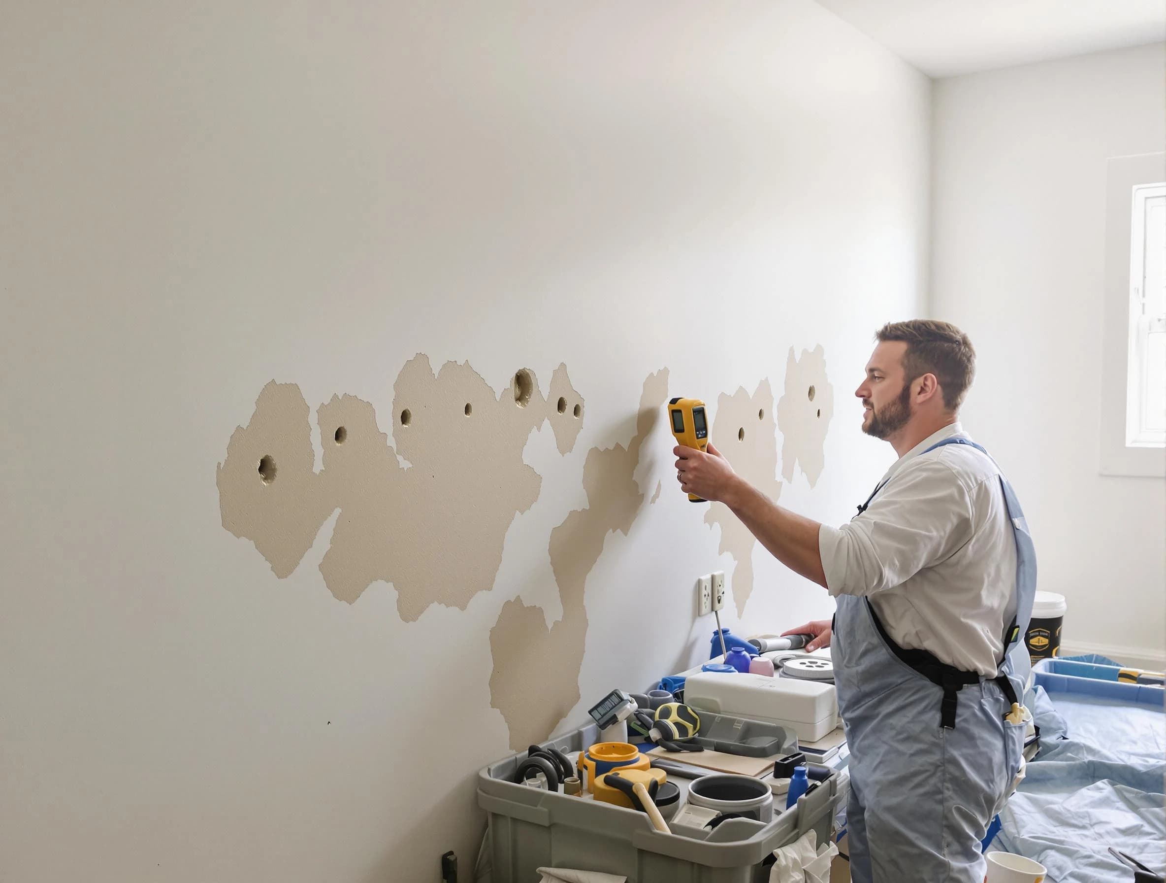 Solon House Painters repairing damaged drywall in Solon