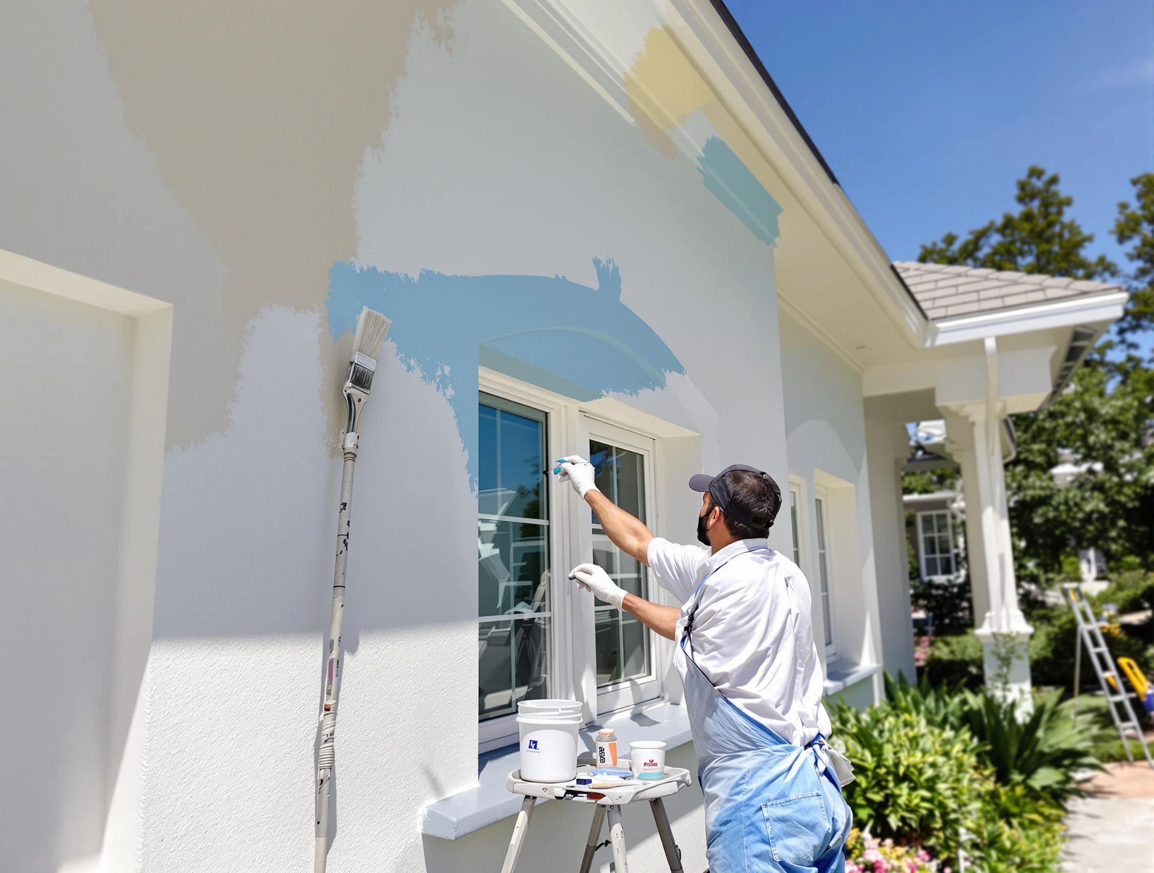 Solon House Painters professional painting the exterior of a house in Solon, OH