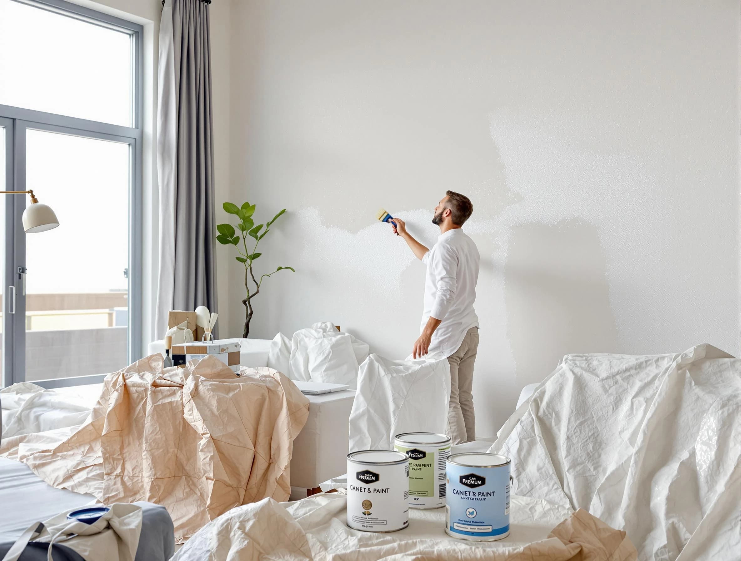 Solon House Painters team carefully painting an interior wall in Solon, OH